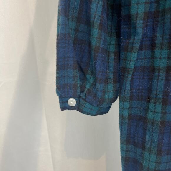 LANZ of Salzburg Sweet and Simple Plaid Flannel Nightgown Cotton Green Blue S - Picture 6 of 9